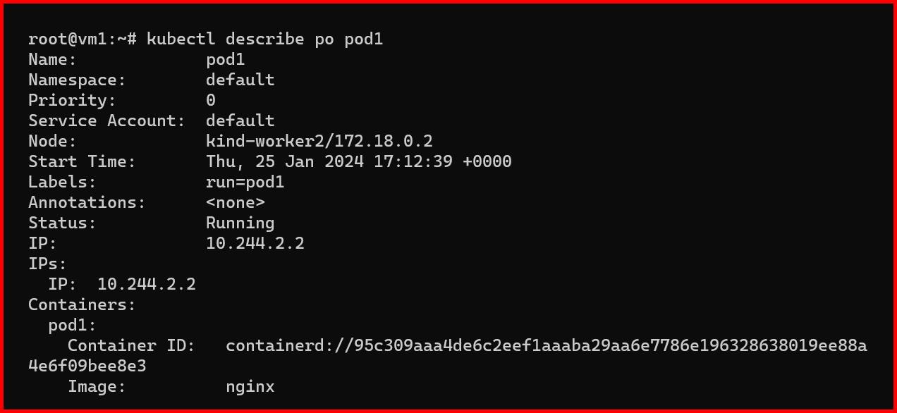 Picture showing the output of kubectl describe po command